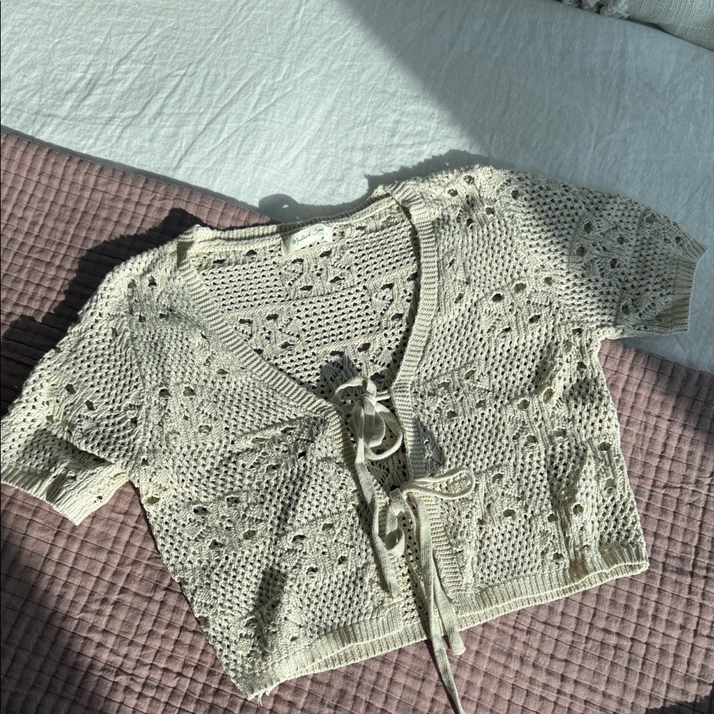 Cream Crochet Crop Sweater